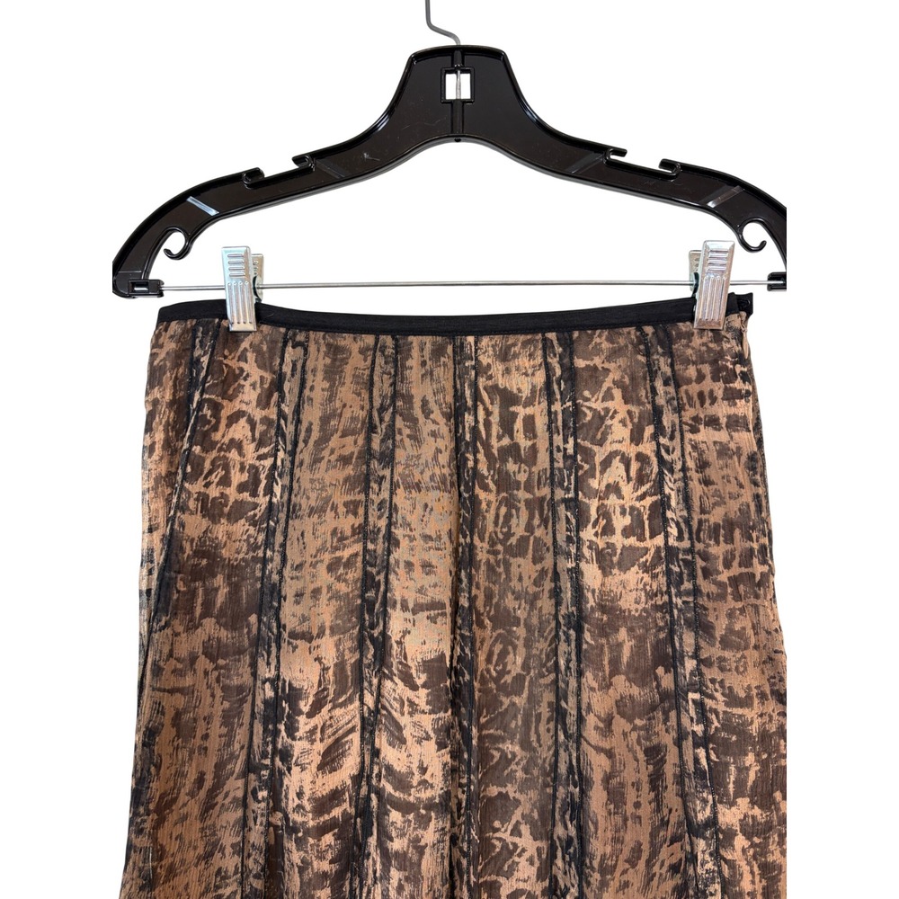 Nic + Zoe Silk Abstract Animal Print Pleated Midi Skirt Brown 2P 90s minimalist - Picture 2 of 6